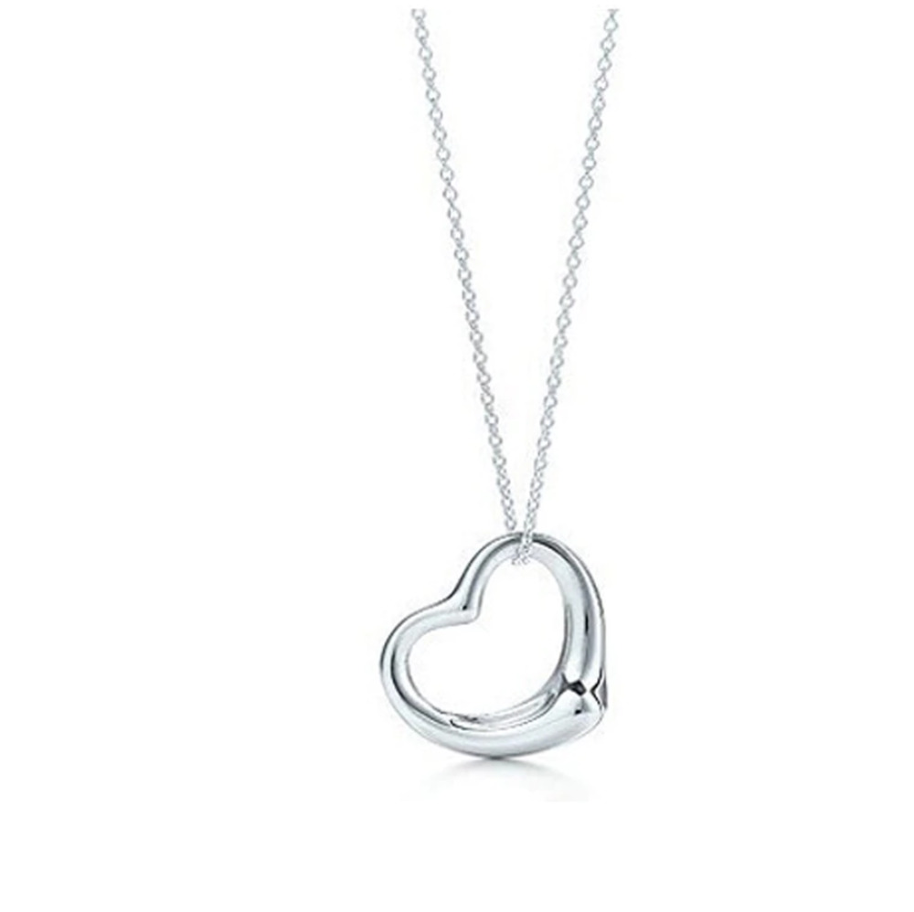 Silver Open Love Heart Dainty Necklace 4-J-3-21